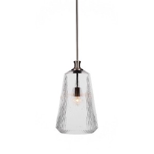 Toltec Lighting Carina 1 - Light Pendant in  Brushed Nickel with 11" Clear Ribbed Shade - 1 of 1