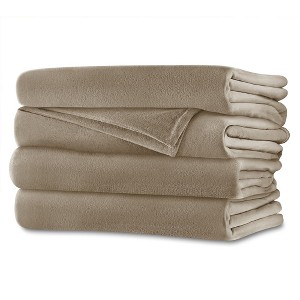 Velvet Plush Electric Warming Blanket (Full) Mushroom - Sunbeam, Brown