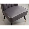 Velvet Upholstered Contemporary Accent Chair with Thick Foam Cushion, Lined Stitching and Solid Rubberwood Legs with Gold-Tone Tips - 4 of 4