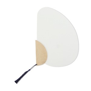 Unique Bargains Portable Double-Sided Short Handle Round Xuan Paper Plover Folding Fan 1 Pc - 1 of 4