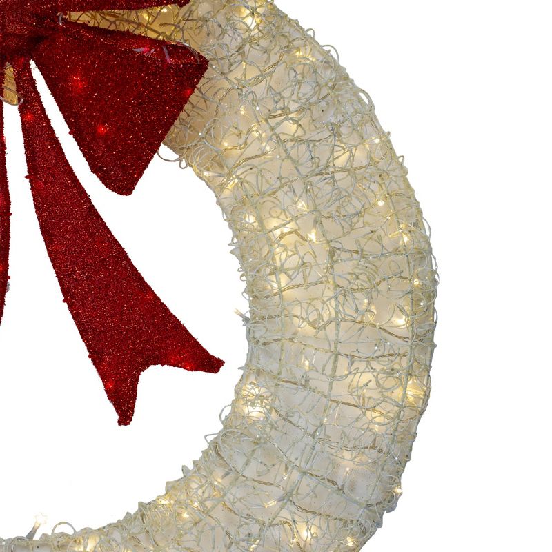 Northlight 36" Prelit LED White/Red Outdoor Christmas Wreath - Warm White Lights, 3 of 4