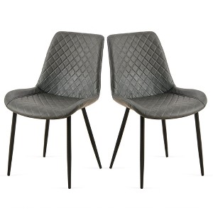 NicBex Faux Leather Dining Chairs Set of 2,Upholstered Armless Kitchen Chairs with High Back and Metal Legs for Dining Room,Kitchen - 1 of 4
