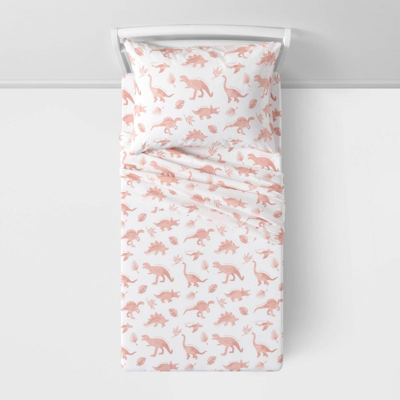 Dinosaur Cotton Kids' Sheet Set Pink - Pillowfort™, 2 of 4
