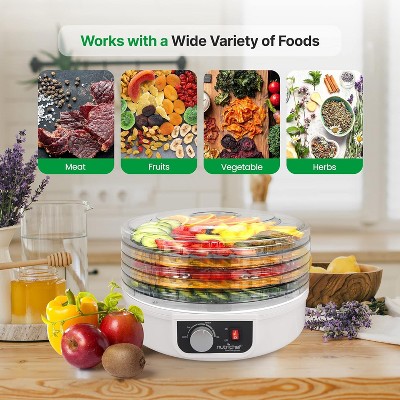 NutriChef 5-Tier White Electric Food Dehydrator with Adjustable Thermostat