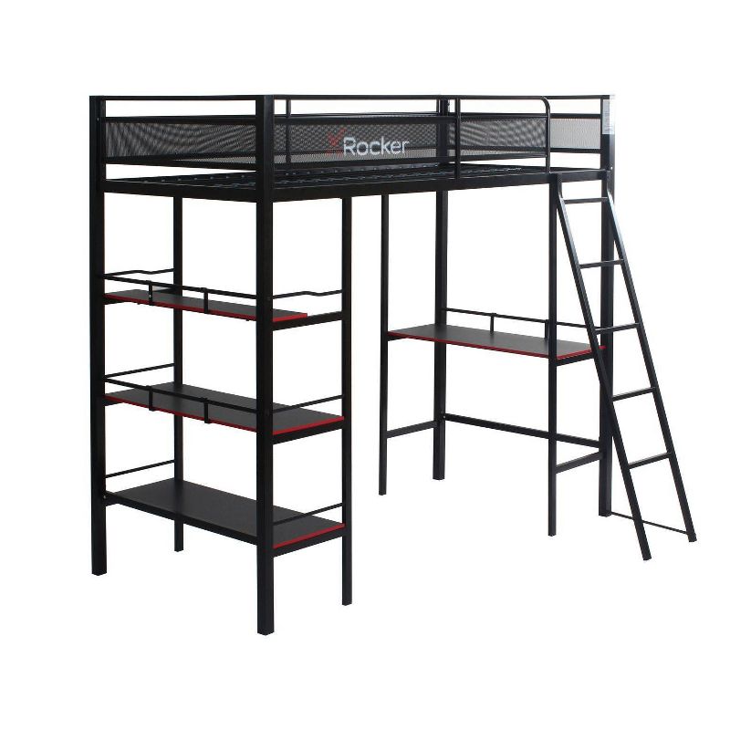 Twin Fortress Gaming Kids&#39; Bunk Bed with Built-in Desk and Shelving Black - X Rocker, 1 of 16