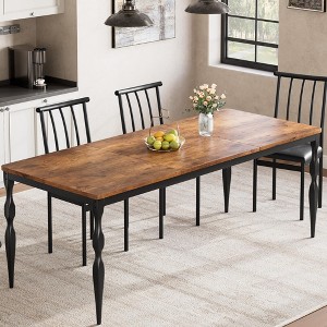 78.8'' Long Dining Table for 6-8 People, Mid Century Kitchen Table with Unique Metal Legs, Industrial Kitchen & Dining Room Furniture - 1 of 4