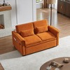 55.2'' Velvet 2-Seater Convertible Sofa Bed with Adjustable Backrest and 2 Lumbar Pillows for Small Living Rooms - 3 of 4