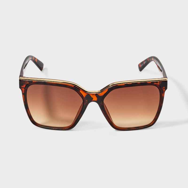 Women's Plastic Square with Metal Top Sunglasses - A New Day™ Brown
