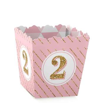 Big Dot of Happiness Two Much Fun - Girl - Party Mini Favor Boxes - 2nd Birthday Party Treat Candy Boxes - Set of 12