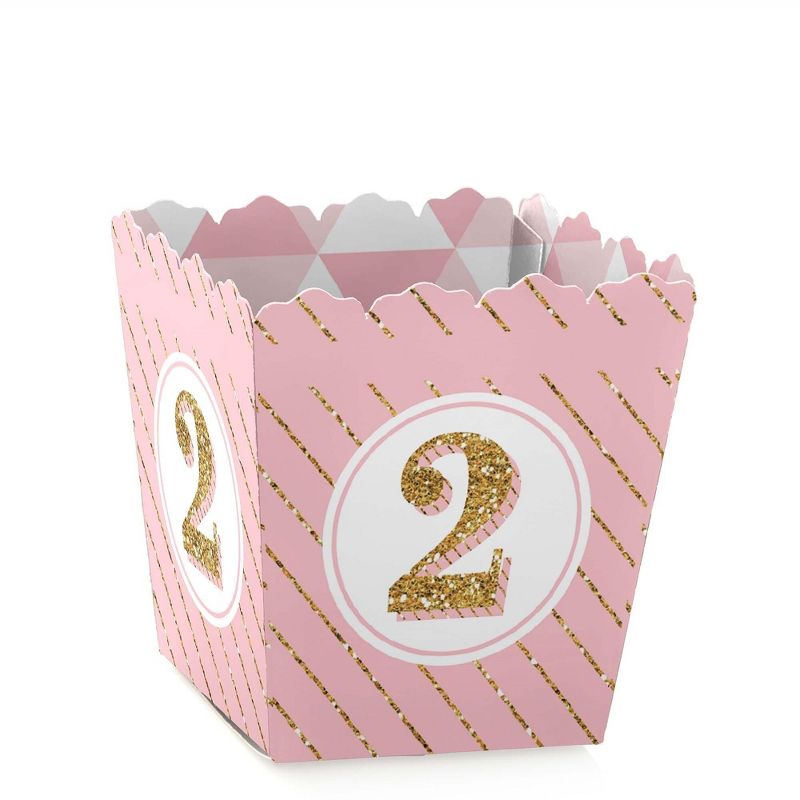 Big Dot of Happiness Two Much Fun - Girl - Party Mini Favor Boxes - 2nd Birthday Party Treat Candy Boxes - Set of 12, 1 of 6