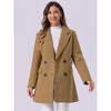 INSPIRE CHIC Women's Notch Lapel Double Breasted Belted Mid Long Outwear Winter Coat - 2 of 4