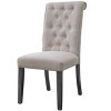 HomeRoots Set of Two Tufted Beige and Gray Upholstered Linen And Solid Wood Dining Side Chairs - 4 of 4
