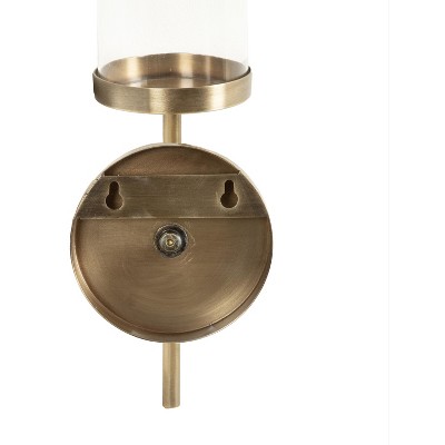 Antique Brass Metal Wall Sconce with Glass Cylinder