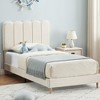 Twin XL Bed Frame, Boucle Upholstered Platform Bed with Wave Headboard for Girls/Boys/Kids, Easy Assembly, Wooden Slats Support - 3 of 4
