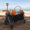 EAGLE PEAK Heavy-Duty Collapsible Folding Utility Wagon with Large Size Pocket and Cup Holders, Black - 2 of 4