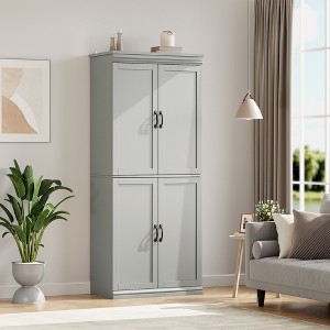 70"Freestanding Kitchen Pantry Storage Cabinet, Tall Storage Cabinet with Doors and Adjustable Shelves, for Bathroom, Dining Room, Living Room - 1 of 4
