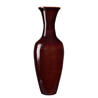 Hastings Home Handcrafted 28" Tall Sustainable Bamboo Floor Vase For Silk Plants, Flowers, and Filler Decor - Brown