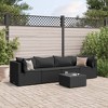 vidaXL - 5 Piece Patio Lounge Set with Black Cushions - PE Rattan, Steel Frame, Tempered Glass Coffee Table - for Garden, Terrace, Patio - 2 of 4