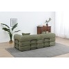 Convertible Sleeper Sofa Bed with Cylindrical Pillow - Corduroy Folding Mattress Couch with Fixed-Shape Frame for Living Room, Bedroom,Light Green - 2 of 4