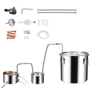 VEVOR Alcohol Still, 8 Gal / 30 L Stainless Steel Water Alcohol Distiller with Copper Coil for Fast Cooling, Dual Condenser Distiller Kit, Silver - 1 of 4