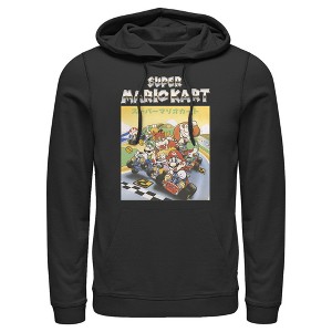 Men's Nintendo Mario Kart Retro Chrome Logo Group Shot Pull Over Hoodie - 1 of 3
