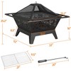 Yaheetech 32inch Fire Pit Outdoor Round Steel Fire Bowl with Mesh Cover Grills Poker for Patio Garden Camping Bonfire - 3 of 4