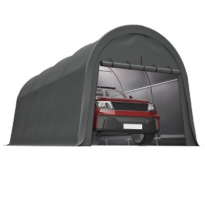SEVOBAL Carports and Storage Sheds Commercial Grade Heavy Duty Portable Garage Canopy with Steel Frame and Vented Roof, Grey, 240"*120"*108.3" - 1 of 4