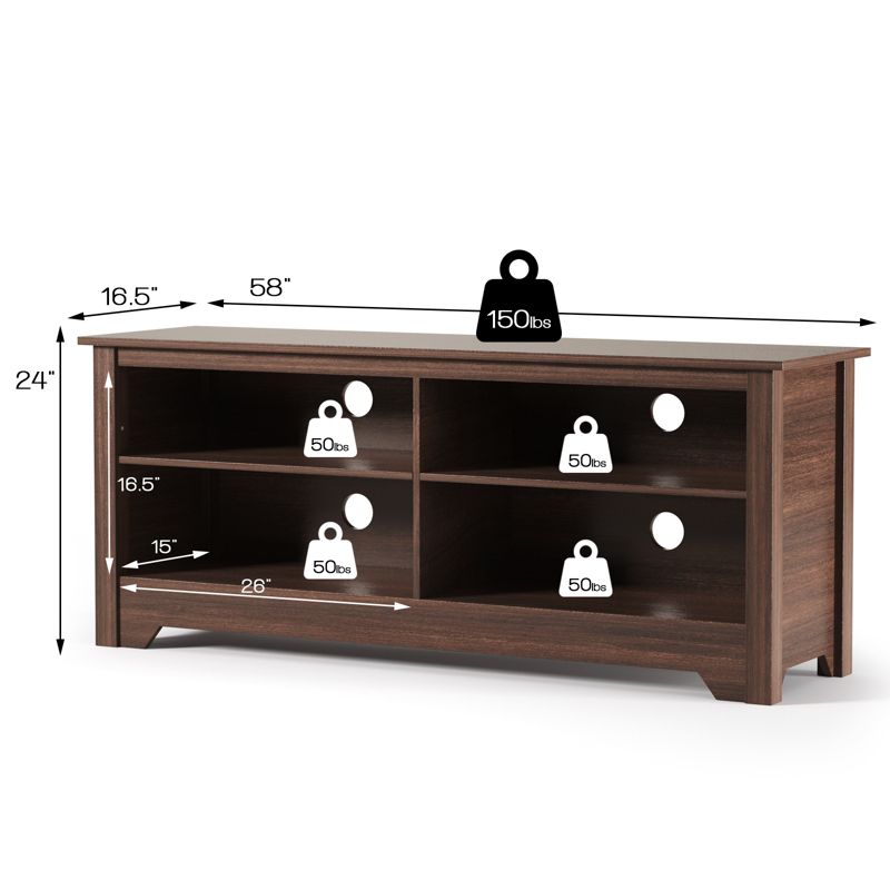 Costway 58'' TV Stand Entertainment Media Center Console Wood Storage Furniture Espresso, 2 of 11
