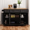 Kitchen Carts and Islands with Rubber Wood Drop Leaf, 4 Doors, 3 Drawers, Rolling Storage Island on Wheels for Kitchen or Dining Room-The Pop Home - 3 of 4