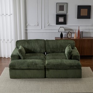 Whisen 2-Piece L-Shaped Sectional Compression Sofa with Soft Corduroy Fabric, No Assembly Required - 1 of 4
