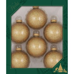 Christmas By Krebs - 67mm / 2.625" Designer Glass Baubles [8 Pieces] - Gold Sparkle - 1 of 4