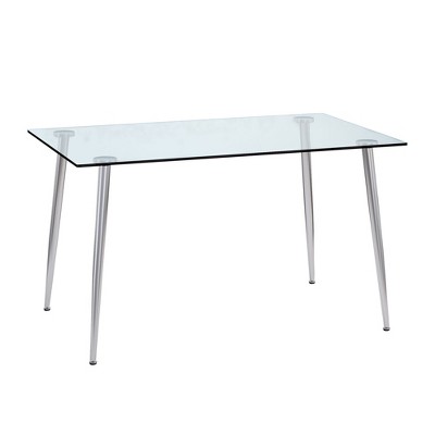 NicBex Rectangular Dining Table,Modern Kitchen Table with Tempered Glass Tabletop and Metal Legs