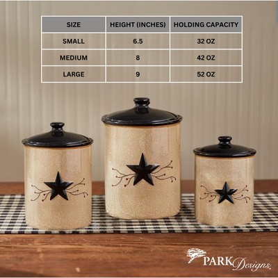 Vintage Beige and Black Ceramic Canister Set with Star Design