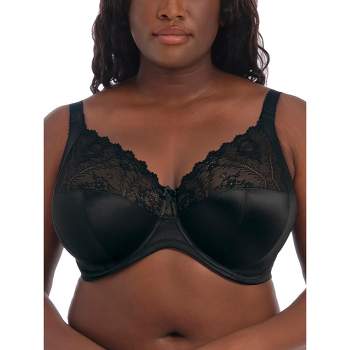 Curvy Couture Women's Solid Sheer Mesh Full Coverage Unlined Underwire Bra  Chocolate 44G