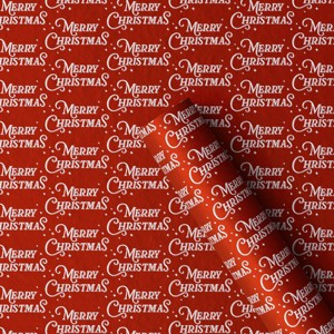 30” 20 sq ft Christmas Roll Wrap White Merry Christmas on Red - Wondershop™ - 1 of 3