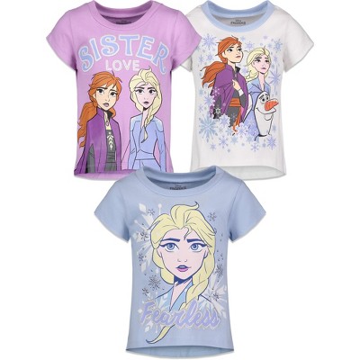 Disney Frozen Elsa Princess Anna Big Girls 3 Pack Graphic T-shirts 10 ...
