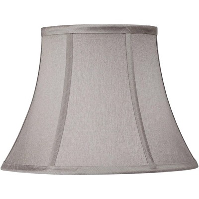 Springcrest Pewter Gray Small Bell Lamp Shade 7" Top x 12" Bottom x 9" Slant x 8.5" High (Spider) Replacement with Harp and Finial
