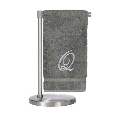 BC BARE COTTON Monogrammed Bath Towel, Personalized Gift, 27 x 54 inches - Set of 1 - Gray - Silver Script