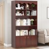 63" 5-Tier Bookcase with 6 Open Shelves & Hidden Storage Door - Adjustable Feet, Modern Floor Standing Shelf for Home Office - 2 of 4