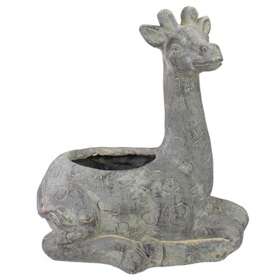 Northlight 16" Gray Seated Giraffe Outdoor Garden Planter