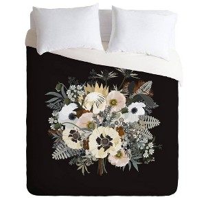 Iveta Abolina Elsa Floral Comforter & Sham Set Black - Deny Designs - 1 of 4