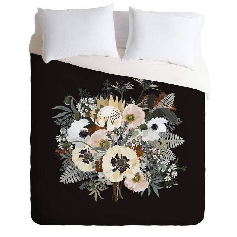 Iveta Abolina Elsa Floral Comforter & Sham Set Black - Deny Designs, 1 of 8