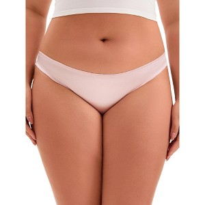 INSPIRE CHIC Women's Low Waist Panties Hi-Cut Frill Trim Satin Full Coverage Briefs, Available in Plus Size - 1 of 4