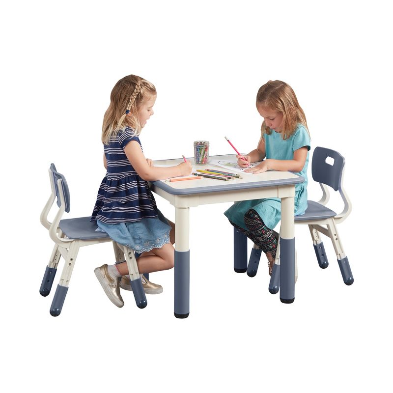 ECR4Kids Square Resin Dry-Erase Adjustable Activity Table with 2 Chairs (3-Piece Set), 4 of 11
