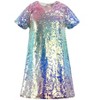 2Bunnies Girls' Ombre Sequin Short Sleeve Dress - 2 of 4