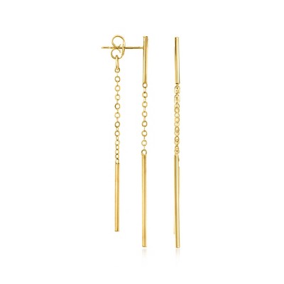 Ross-Simons 10kt Yellow Gold Front-Back Linear Bar Drop Earrings