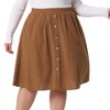 Agnes Orinda Women's Plus Size Elastic High Waist Button Front Pockets Midi Corduroy A Line Skirts - 2 of 4