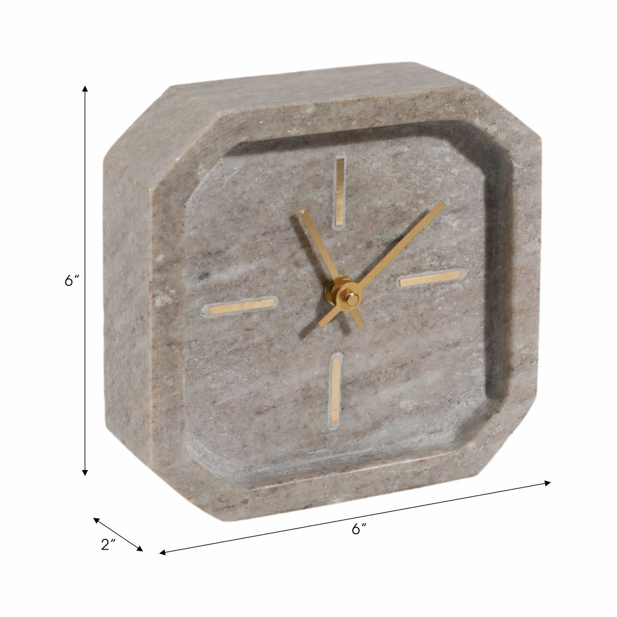Octagon Marble Table Clock for Living Room and Office Decor - Small Decorative Desk Clock for Mantel, Shelf, Console, and Table - thumbnail 3