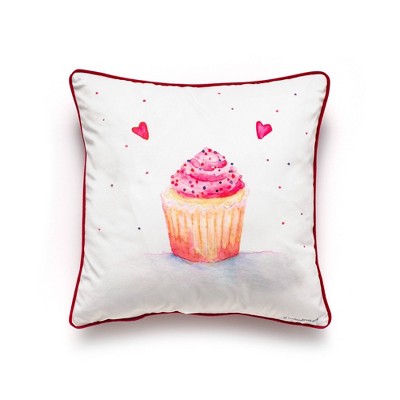 17"x17" Sweet Cupcake Square Throw Pillow - Sure Fit