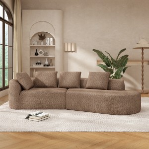 Christopher Knight Home 116" Modern Curved Sectional Sofa with High-Density Sponge and 4 Pillows - 1 of 4